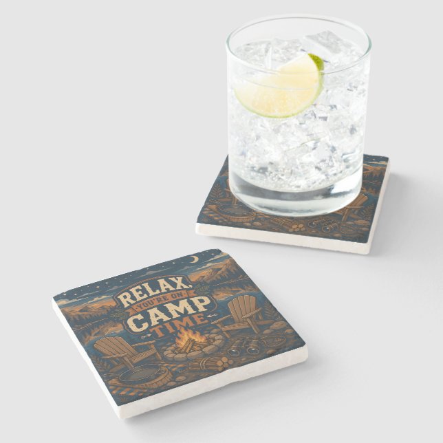Relax You Are On Camp Time Stone Coaster (Side)