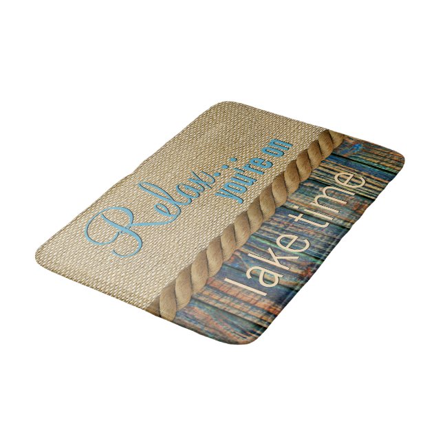 Relax You Are On Lake Time Quote Bath Mat (Angled)