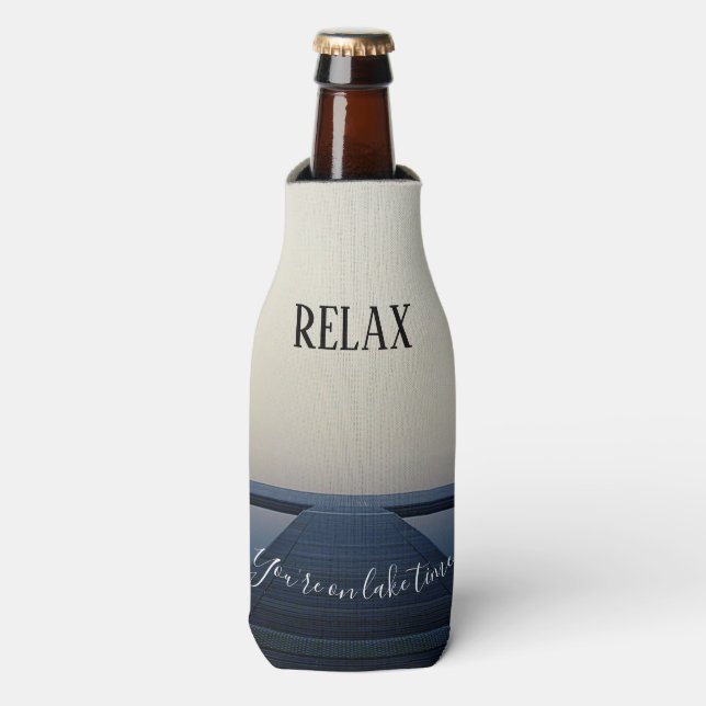 Relax You're on Lake time Boating Bottle Cooler (Bottle Front)