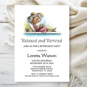 Relaxed and Retired Sun Lounge Womens Retirement Invitation