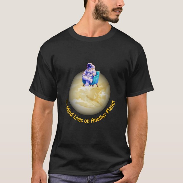 Relaxed Astronaut Sitting on Planet  T-Shirt (Front)