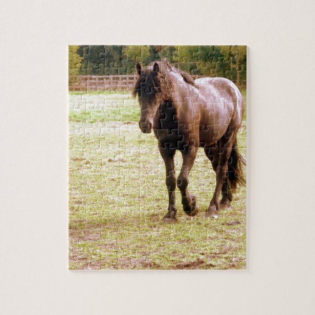 Relaxed Brown Horse Walking Jigsaw Puzzle (Vertical)