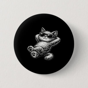 Relaxed Cartoon Cat _ Funny Cat Lover Graphic _ 6 Cm Round Badge