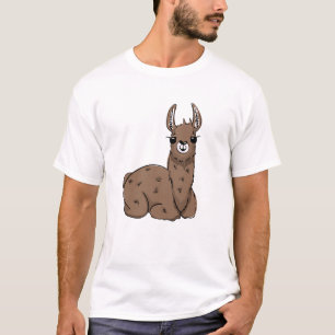Relaxed Cartoon Llama – Cosy Animal T-Shirt