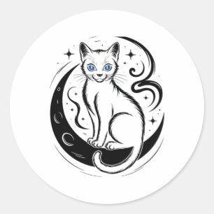 Relaxed Cat Lotus Flower Yoga Meditation Tee Classic Round Sticker