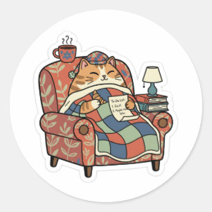 Relaxed Cat To-Do List Whimsical Cozy Napping Classic Round Sticker