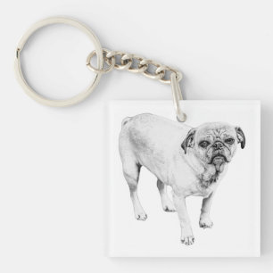 Relaxed Dog Shaded Keychain For Gentle Company