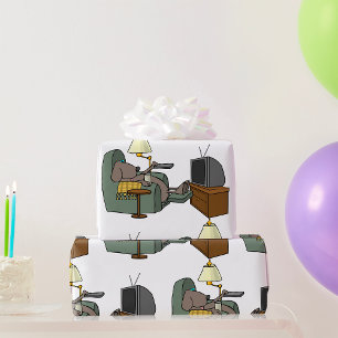 Relaxed Dog Watching TV Wrapping Paper