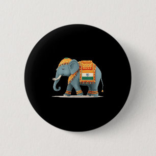 Relaxed Elephant In Indian Colours Costume 6 Cm Round Badge