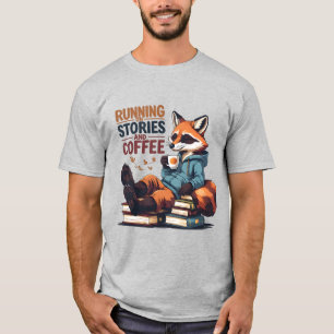 Relaxed Fox with Coffee – Cosy Book Lovers T-Shirt