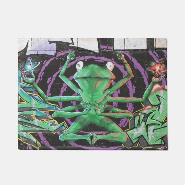 Relaxed Frog With Eight Arms Doormat (Front)