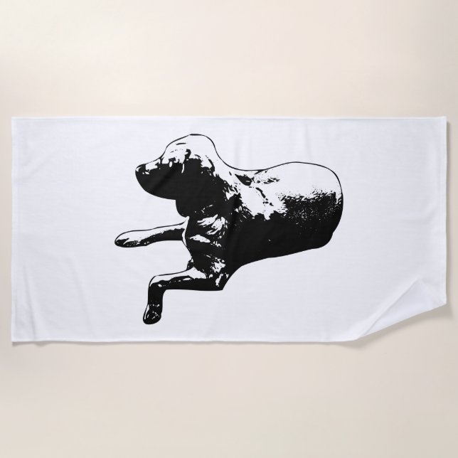 Relaxed Labrador Ink Beach Towel Description: (Front)