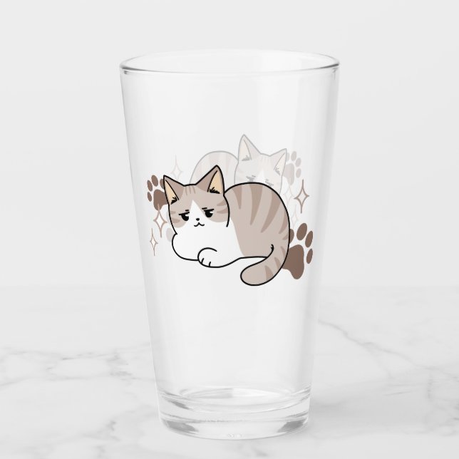 Relaxed & Lazy Vibes for Cat Lovers Design Glass (Front)