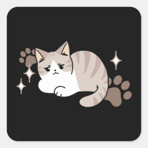Relaxed & Lazy Vibes for Cat Lovers Design Square Sticker