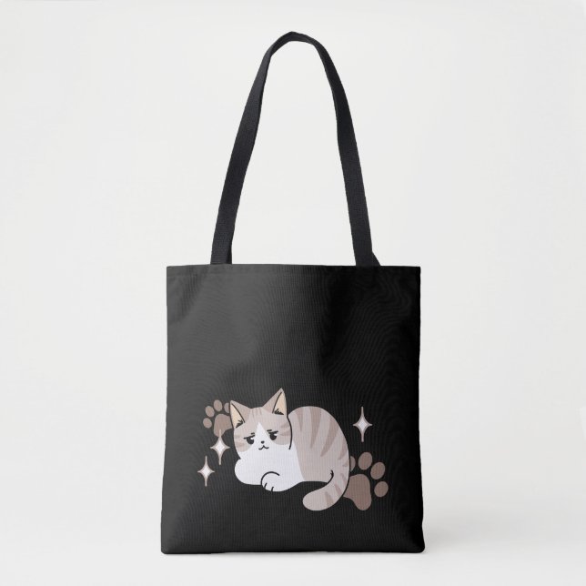 Relaxed & Lazy Vibes for Cat Lovers Design Tote Bag (Front)