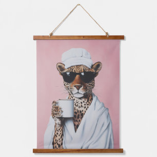 Relaxed Leopard Morning Vibes Hanging Tapestry