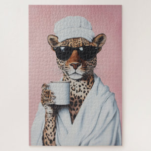 Relaxed Leopard Morning Vibes Jigsaw Puzzle