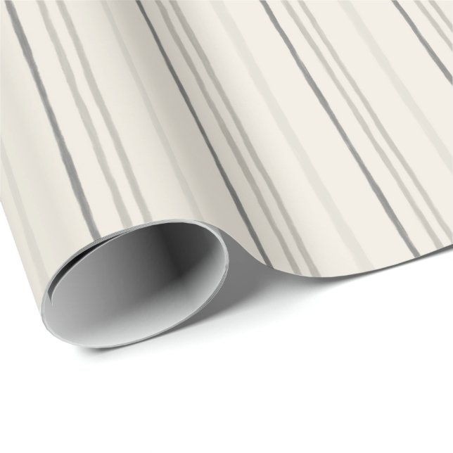 Relaxed Neutral Painterly Stripe Pattern Wrapping Paper (Roll Corner)