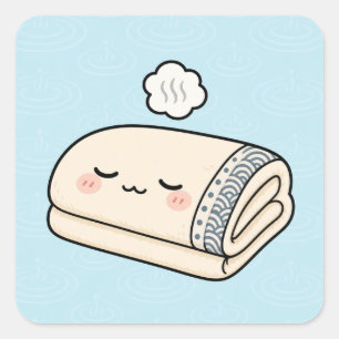 Relaxed Onsen Towel Square Sticker