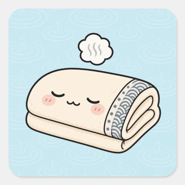 Relaxed Onsen Towel Square Sticker (Front)