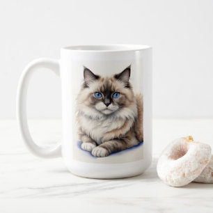 Relaxed Ragdoll Cat Illustration Cosy Pet Coffee Mug