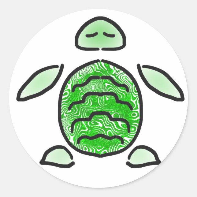 Relaxed Sea Turtle Cutie Classic Round Sticker (Front)