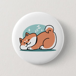 Relaxed Shiba Inu Art: Just a Shiba Lying Low 6 Cm Round Badge