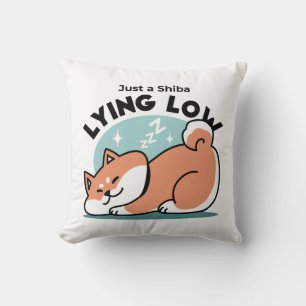 Relaxed Shiba Inu Art: Just a Shiba Lying Low Cushion