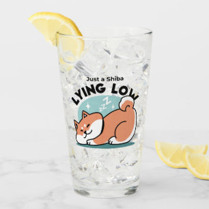 Relaxed Shiba Inu Art: Just a Shiba Lying Low Glass