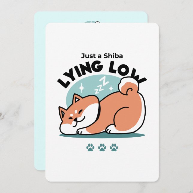 Relaxed Shiba Inu Art: Just a Shiba Lying Low Holiday Card (Front/Back)