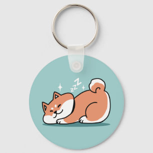 Relaxed Shiba Inu Art: Just a Shiba Lying Low Key Ring
