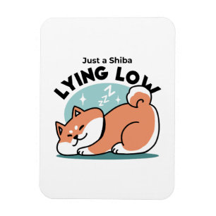 Relaxed Shiba Inu Art: Just a Shiba Lying Low Magnet