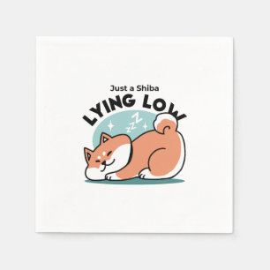 Relaxed Shiba Inu Art: Just a Shiba Lying Low Napkin