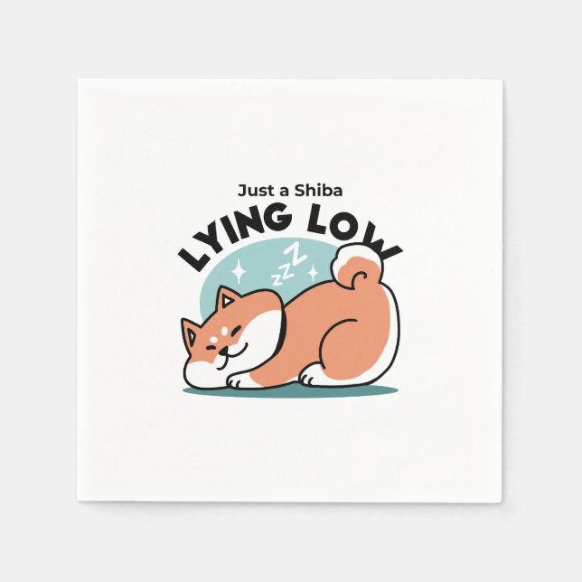 Relaxed Shiba Inu Art: Just a Shiba Lying Low Napkin (Front)