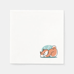 Relaxed Shiba Inu Art: Just a Shiba Lying Low Napkin