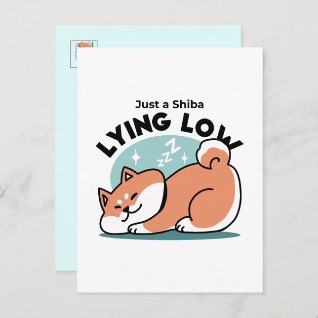 Relaxed Shiba Inu Art: Just a Shiba Lying Low Postcard (Front/Back)
