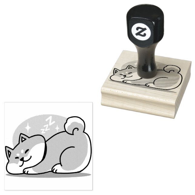 Relaxed Shiba Inu Art: Just a Shiba Lying Low Rubber Stamp (Stamped)