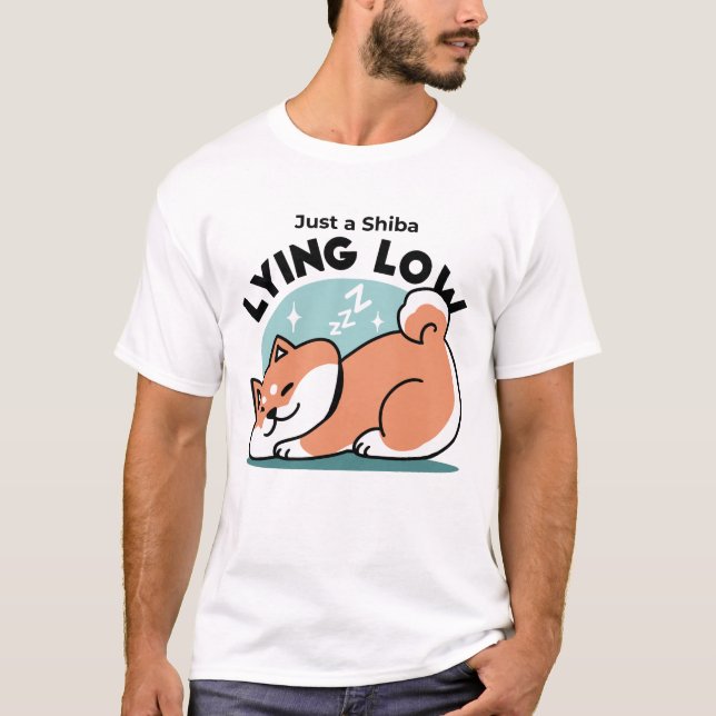 Relaxed Shiba Inu Art: Just a Shiba Lying Low T-Shirt (Front)