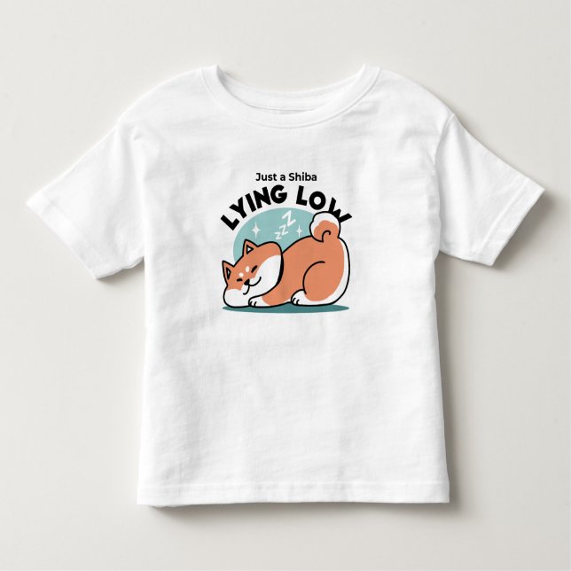 Relaxed Shiba Inu Art: Just a Shiba Lying Low Toddler T-Shirt (Front)