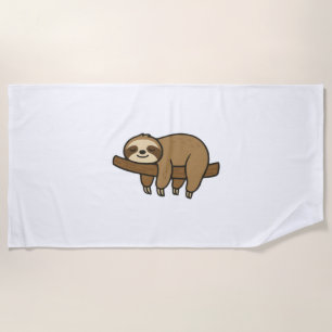 Relaxed Sloth on Branch Retro Logo Classic T-Shirt Beach Towel