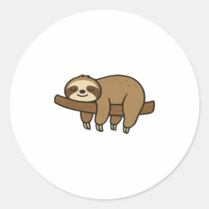 Relaxed Sloth on Branch Retro Logo Classic T-Shirt Classic Round Sticker
