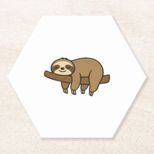 Relaxed Sloth on Branch Retro Logo Classic T-Shirt Paper Coaster