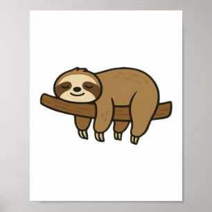 Relaxed Sloth on Branch Retro Logo Classic T-Shirt Poster