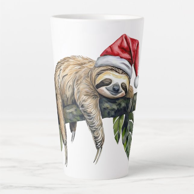 Relaxed Sloth with a Christmas hat 1 Latte Mug (Front)
