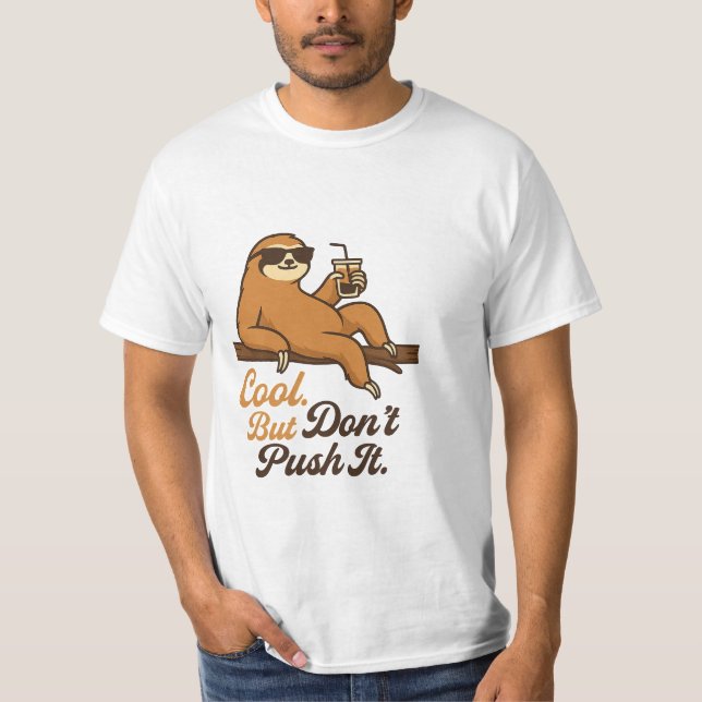 Relaxed Sloth with Sunglasses and Drink T-Shirt (Front)