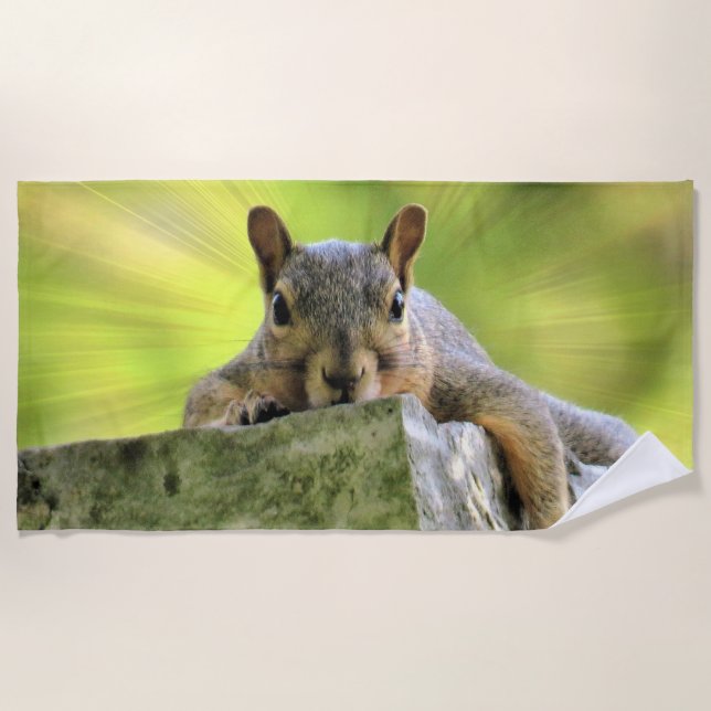 Relaxed Squirrel Beach Towel (Front)