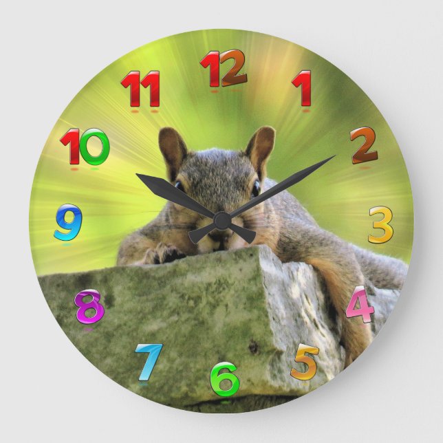 Relaxed Squirrel Large Clock (Front)