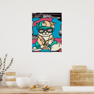 Relaxed Street Retro Cat Funny Poster