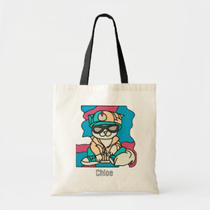 Relaxed Street Retro Cat    Funny Tote Bag