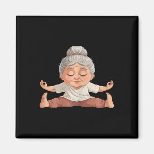 Relaxed Yoga Lance Art Mature Sporty Woman  Magnet